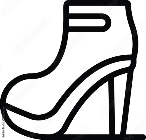 Ankle high heels boots icon outline vector. Fashion designer footwear collection. Buy new shoes pair