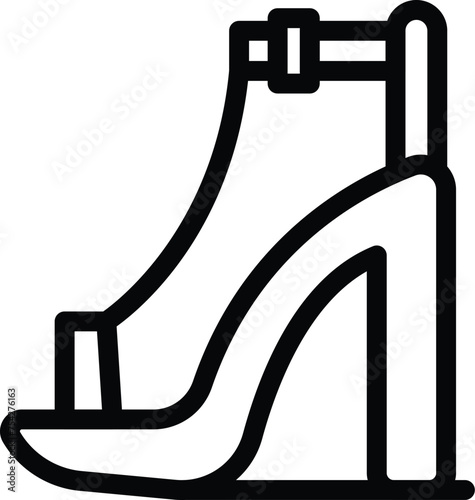 High rise strappy shoes icon outline vector. Ladylike glamorous pumps. Style designer heels footwear