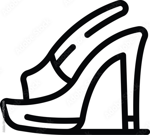 High rise pumps icon outline vector. Feminine heels. Graceful ladylike footwear pair