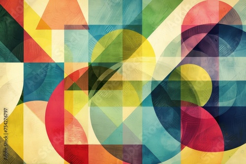 Multicolored geometric shapes overlapping background