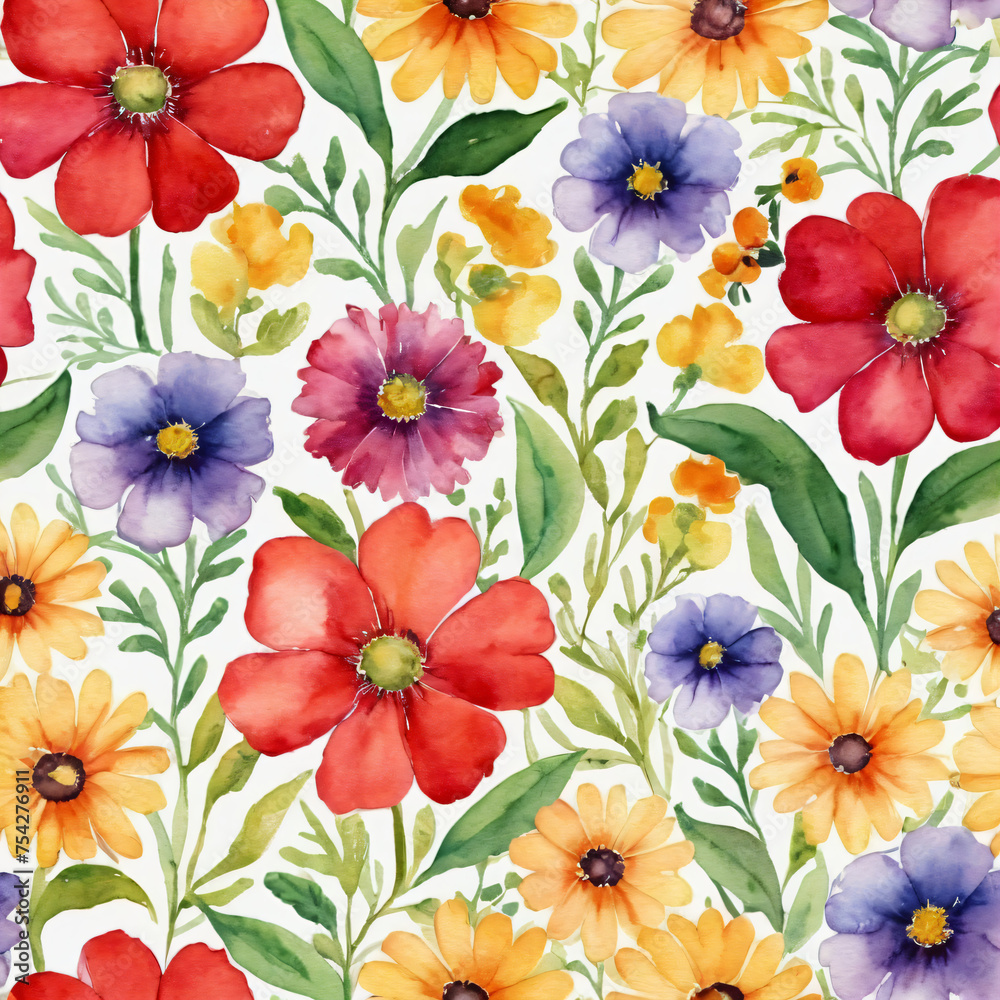Obraz premium Meadow flowers watercolor illustration