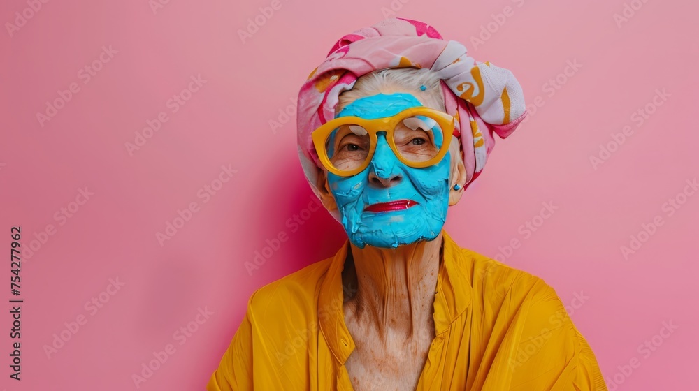 cosmetic mask on woman's face. cosmetic mask on woman's face.