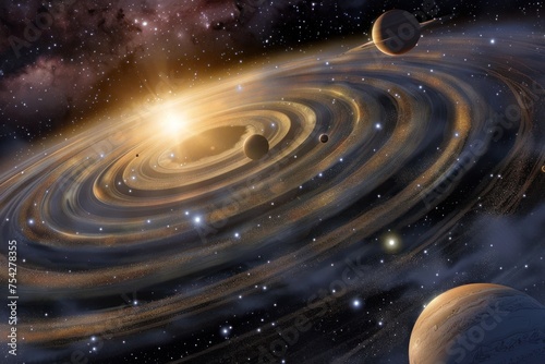 Space abstract background with planets