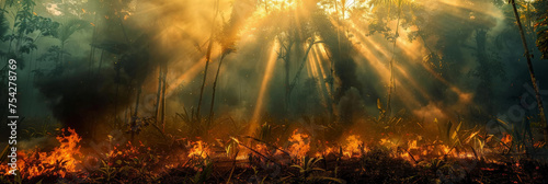  fire burn rainforest  the impact of climate change and global warming, photo