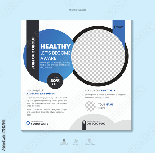 medical healthcare social media post design for hospital clinic and doctor banner template