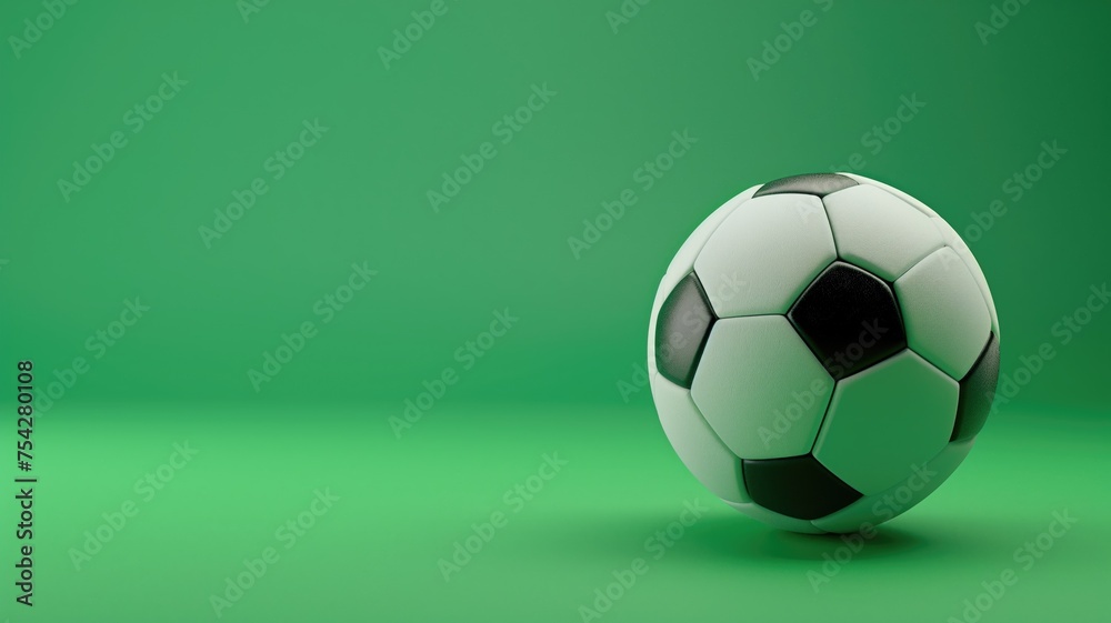 Classic soccer ball on bright green background Classic soccer ball on bright green background