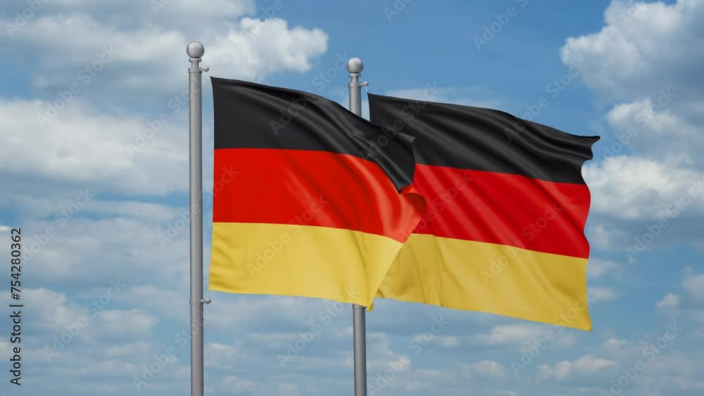 Germany two flags waving together, looped video, two country relations concept Germany two flags waving together, looped video, two country relations concept