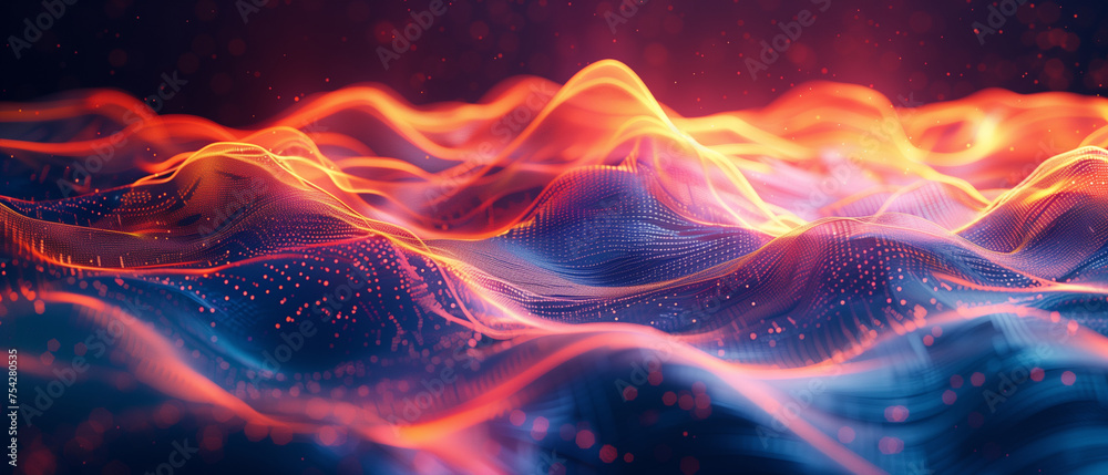 Obraz premium intertwining tech lines, data flow, an abstract technology background.