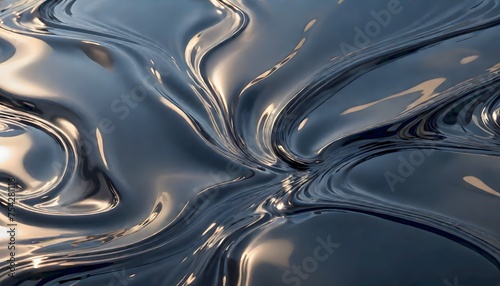 Abstract Swirls of Light and Dark Shades with a Metallic and Glossy Appearance, Generative AI