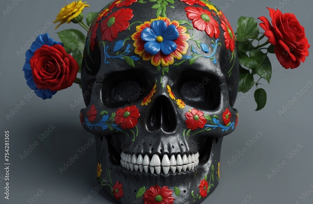Craneo pintado para el dia de los muertos Craneo pintado para el dia de los muertos
