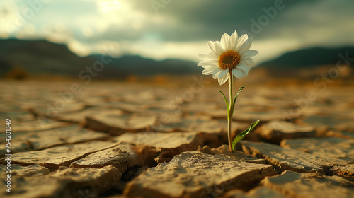 solitary bloom in cracked soil © saulo_arts