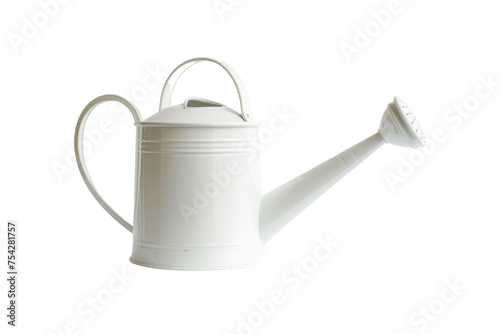 White metal watering can isolated on transparent background