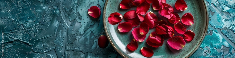 flower petals on a plate. flower petals on a plate.