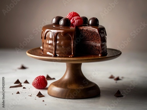 product photography of chocolate cake with white background