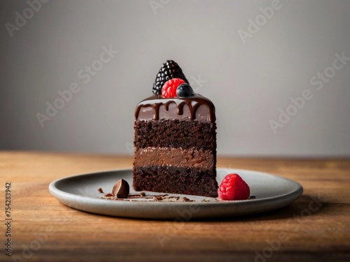 product photography of chocolate cake with white background