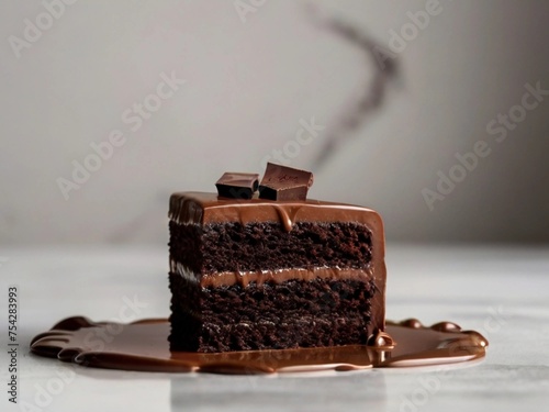 product photography of chocolate cake with white background