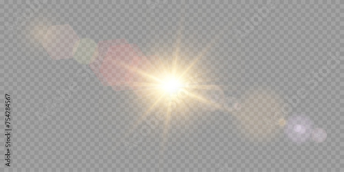 Vector transparent sunlight special lens flare light effect. PNG