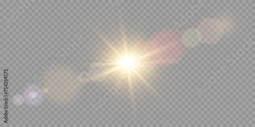 Vector transparent sunlight special lens flare light effect. PNG photo