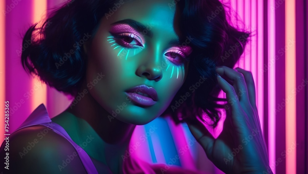 soft light deco style stunningly beautiful portrait of a woman neon pastels light soft light deco style stunningly beautiful portrait of a woman neon pastels light