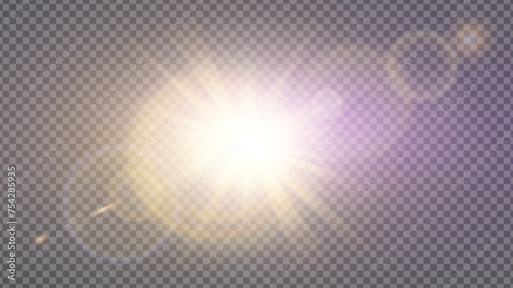 Vector transparent sunlight special lens flare light effect. PNG