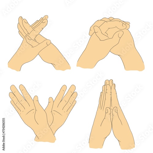 UntitleIllustration of fingers in different positions, manual praxis, massage, finger gymnastics on a white background photo