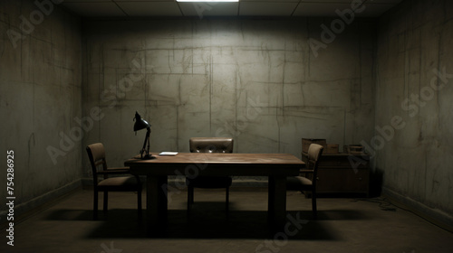 Interrogation Room  A dull desolate empty room © Mishi