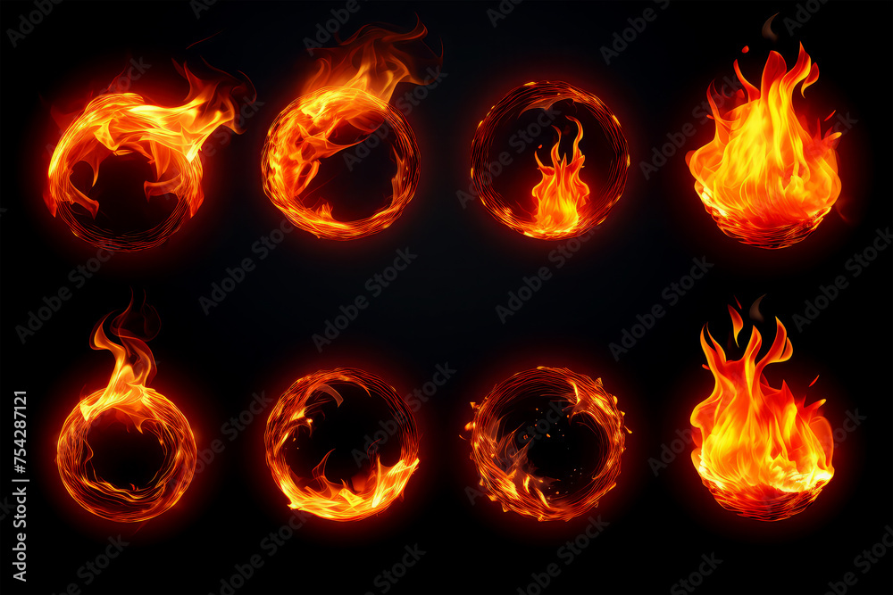 Fototapeta premium circle fire on background.