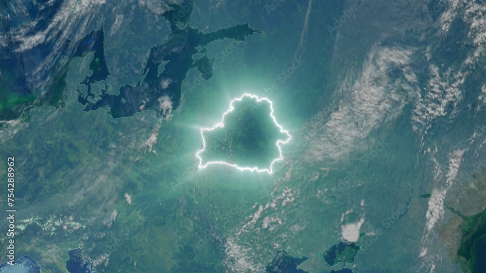 Realistic Earth Glowing Borders Belarus