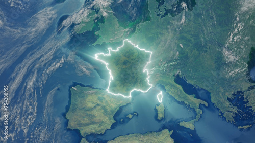Realistic Earth Glowing Borders France © cinecycle