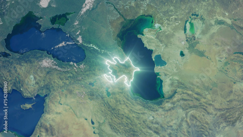 Realistic Earth Glowing Borders Azerbaijan