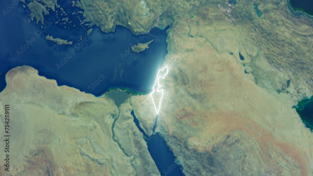 Realistic Earth Glowing Borders Israel Realistic Earth Glowing Borders Israel