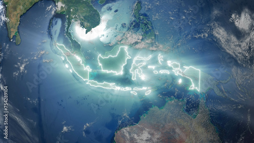 Realistic Earth Glowing Borders Indonesia