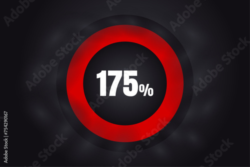 Loading 175% banner with dark background and red circle and white text. 198% Background design.