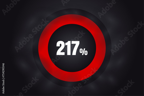Loading 217% banner with dark background and red circle and white text. 217% Background design.
