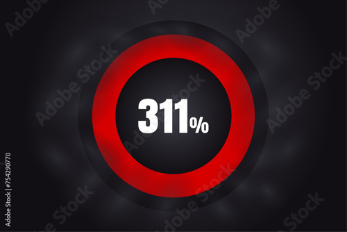 Loading 311% banner with dark background and red circle and white text. 311% Background design.