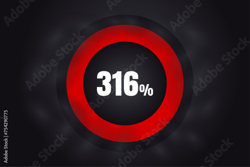 Loading 316% banner with dark background and red circle and white text. 316% Background design.
