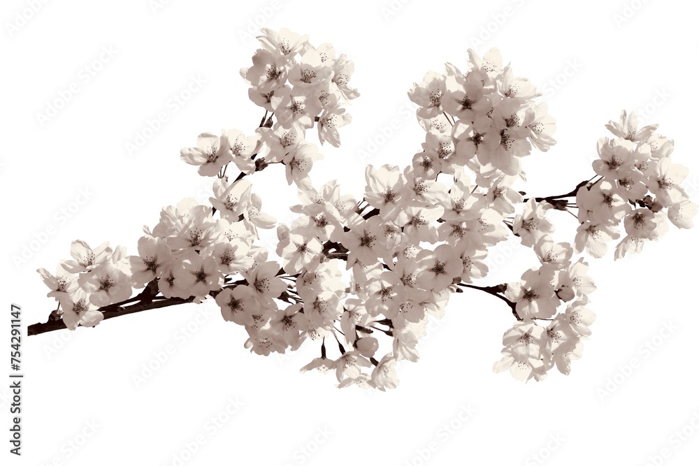 white flower isolated cherry blossom vintage style