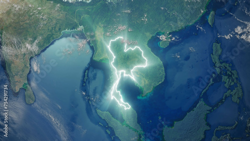 Realistic Earth Glowing Borders Thailand