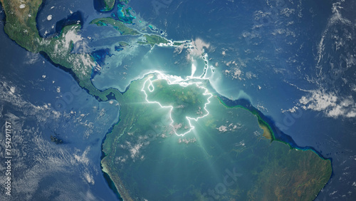 Realistic Earth Glowing Borders Venezuela