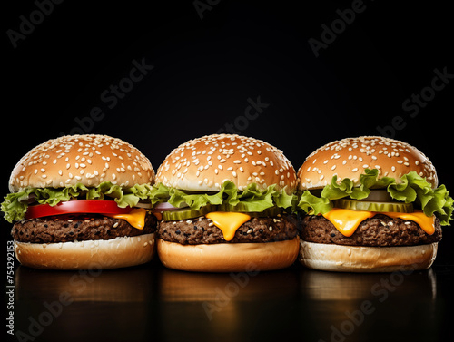 Fast Food delivery service. Tasty Burgers background. Unhealthy meal.  Takeaway cheeseburger, street food. Barbecue, grill.