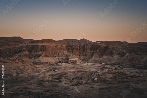 Aerial view of the Mortuary temple of Hatshepsut near to Luxor, Egypt