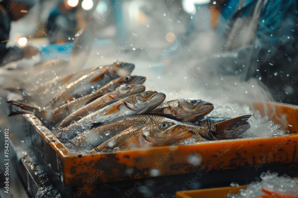Obraz premium fish industry concept ,seafood for markets and restaurants