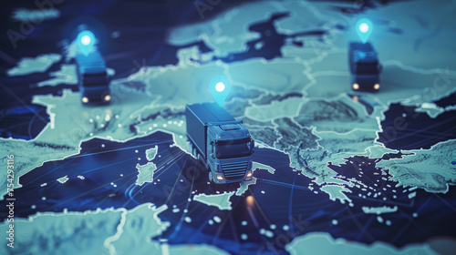 Modern GPS Tracking: Lorries Across Europe. Generative AI