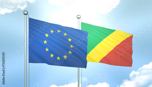 European Union and Republic of the Congo Flag Together A Concept of Realations