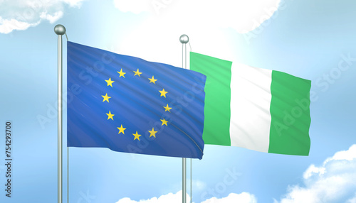 European Union and Nigeria Flag Together A Concept of Realations