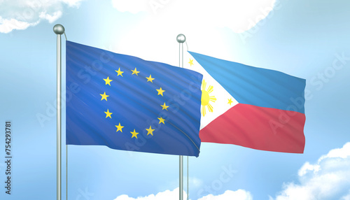 European Union and Philippines Flag Together A Concept of Realations