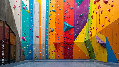 Indoor Climbing Gym with Colorful Walls and Challenges for Active Lifestyle Enthusiasts