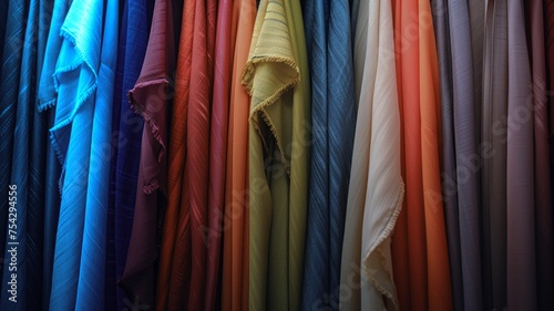 Vibrant array of winter jackets on display showcasing a spectrum of colors and styles © rorozoa