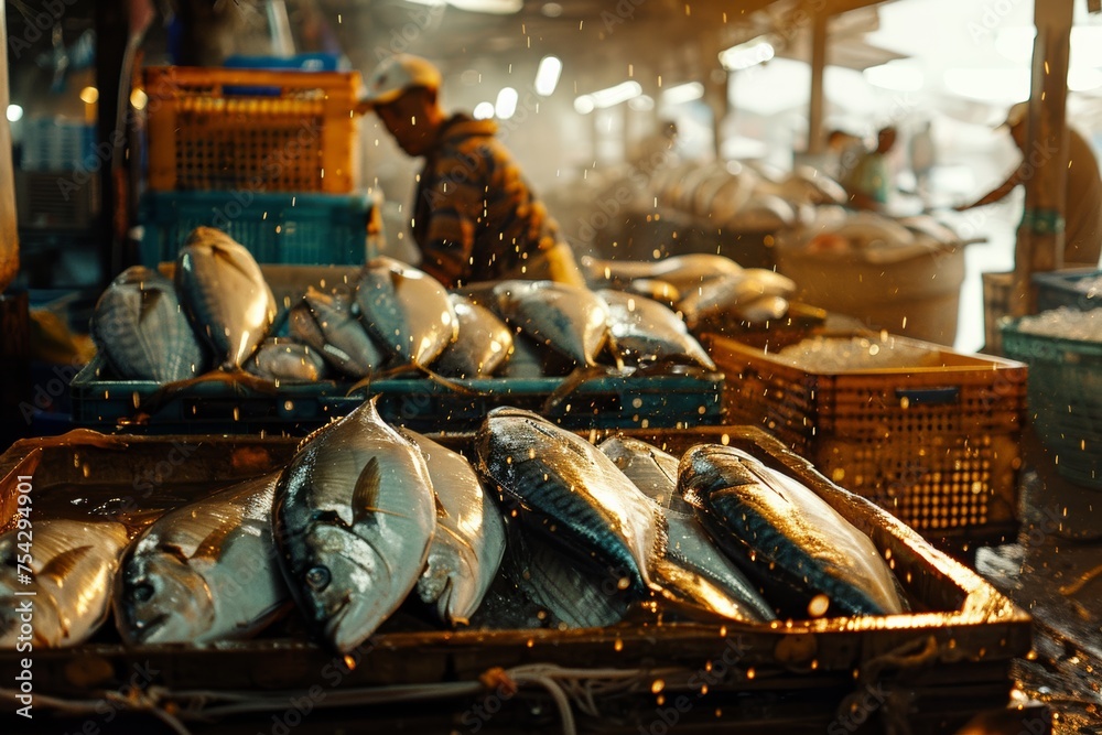 fish industry concept ,seafood for markets and restaurants