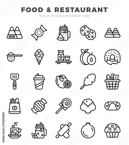 Food and Restaurant elements. Lineal web icon set. Simple vector illustration.